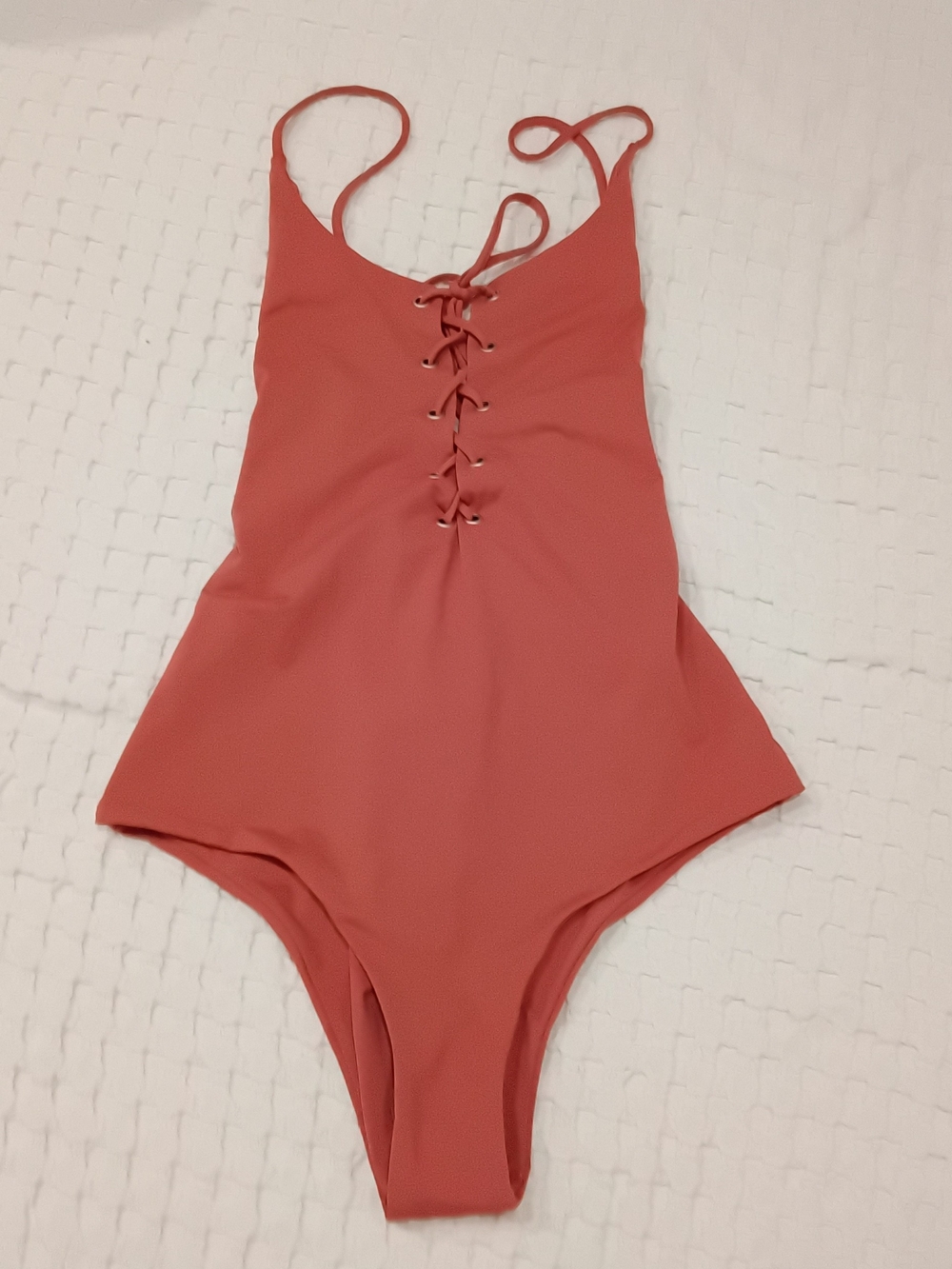 Tavik Coral Lace-Up One-Piece Swimsuit